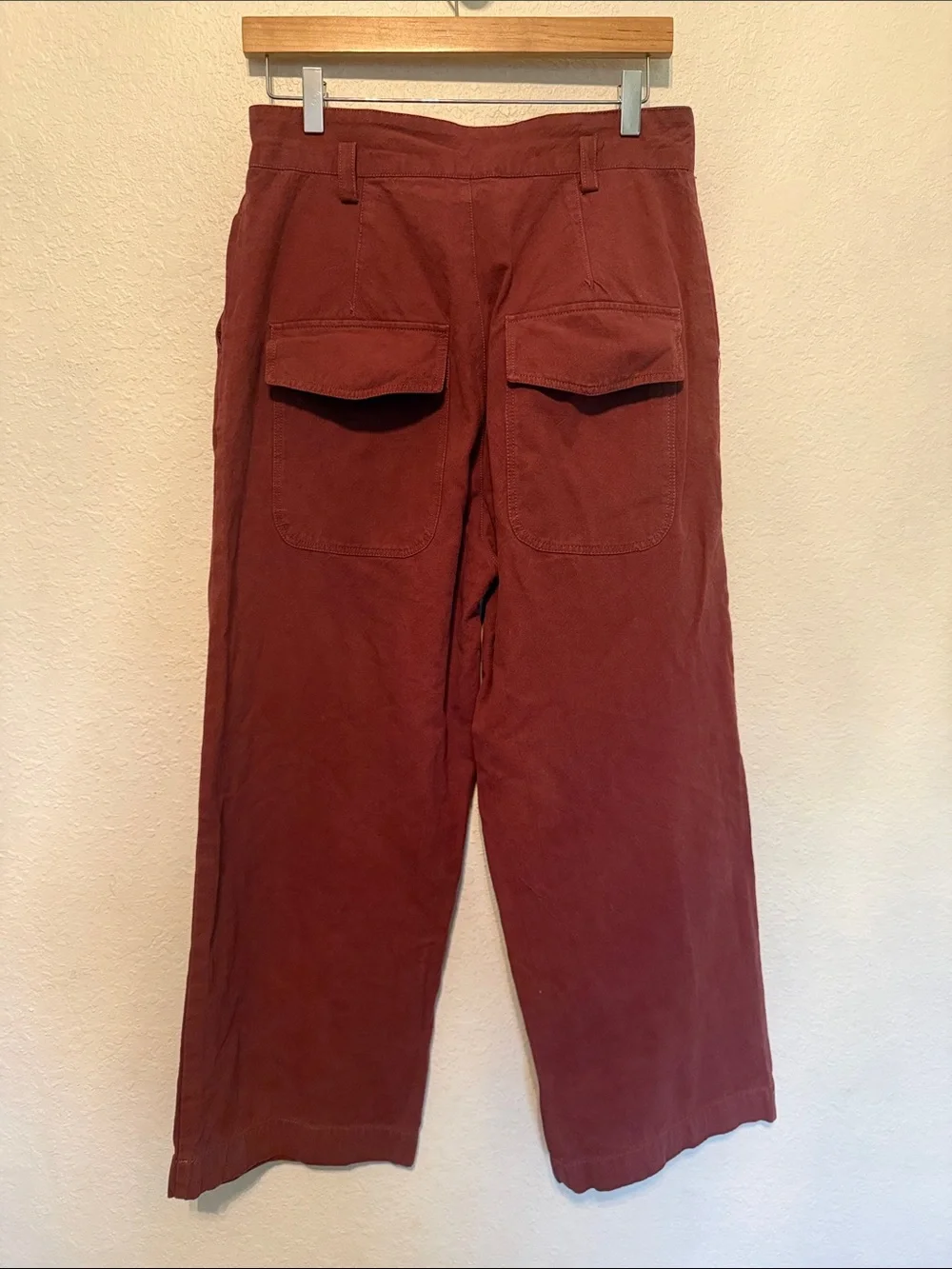 FP One Free People high waisted pleat wide leg cropped pants cotton